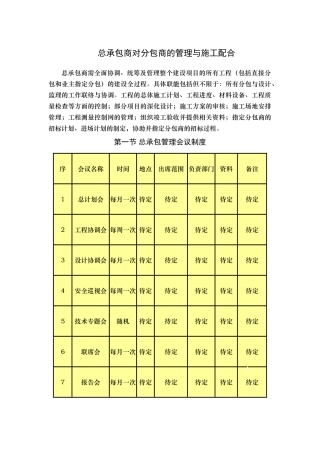 商业楼总承包商对分包商的管理与施工配合措施