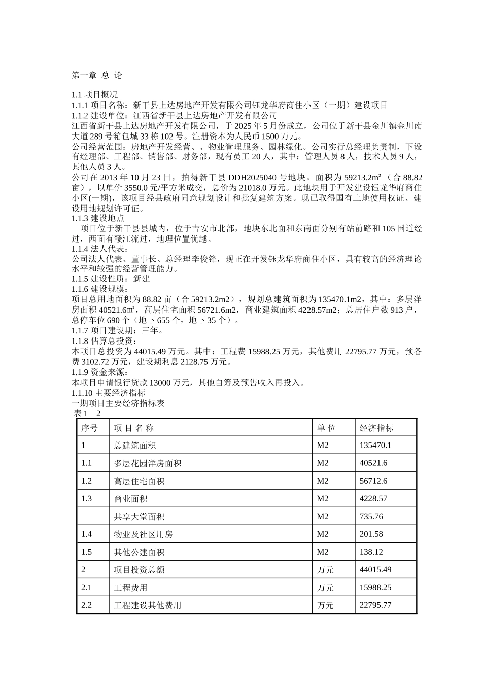 商住小区建设项目可行性研究报告_第1页