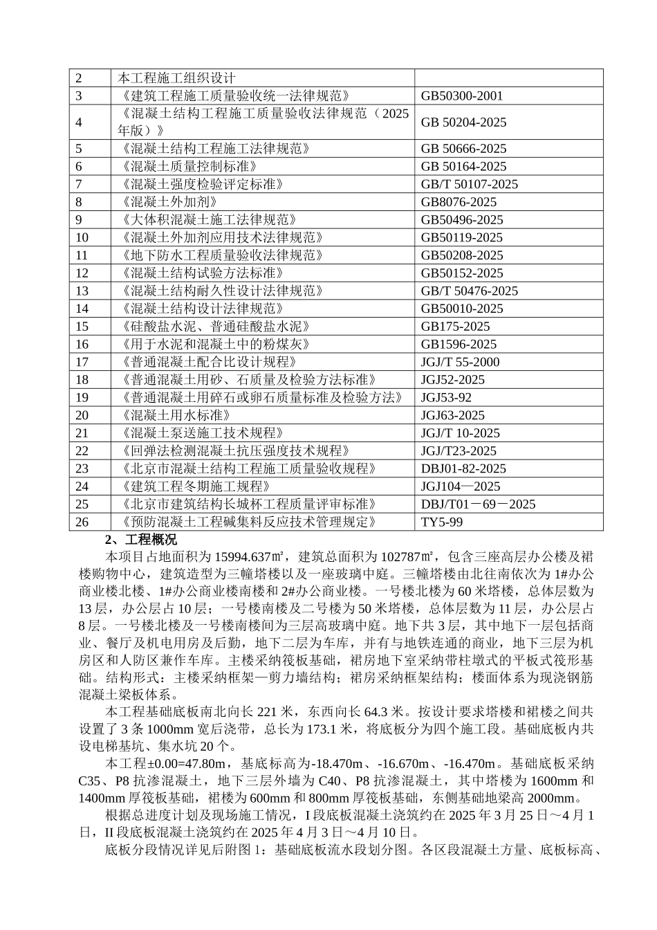 商住楼工程基础底板混凝土工程施工方案_第2页