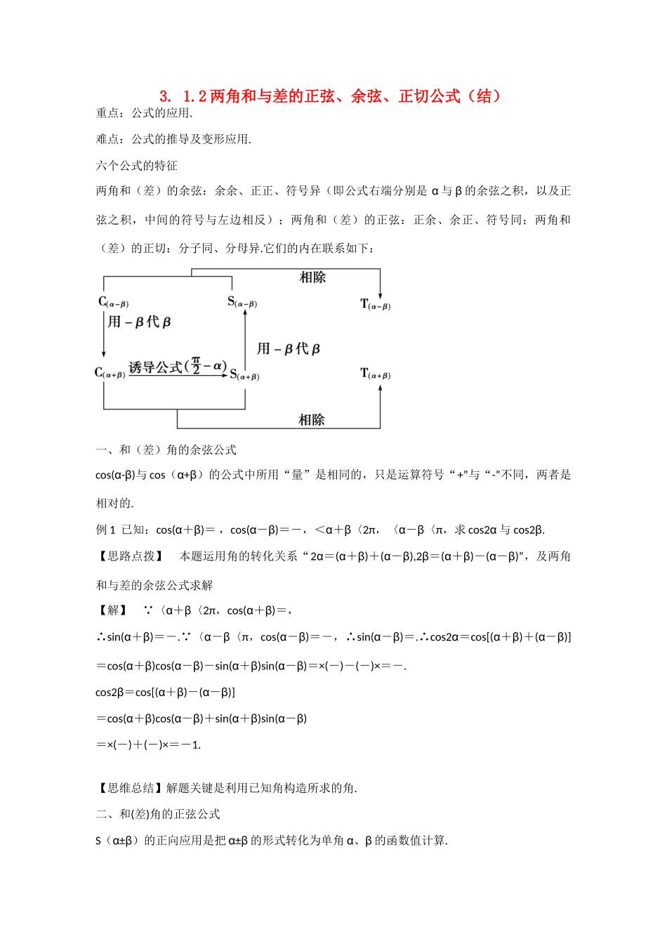 高中数学 3.1.2两角和与差的正弦、余弦、正切公式（结）新人教A版必修4-新人教A版高中必修4数学素材_第1页