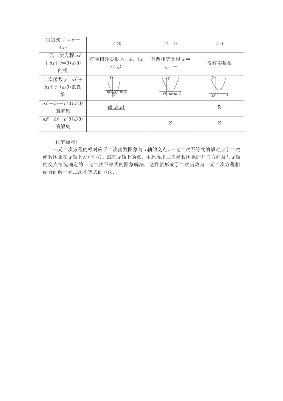 高中数学 3.2一元二次不等式及其解法导学案（含解析）新人教版必修5-新人教版高二必修5数学学案_第2页