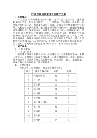 商贸城通风空调工程施工方案