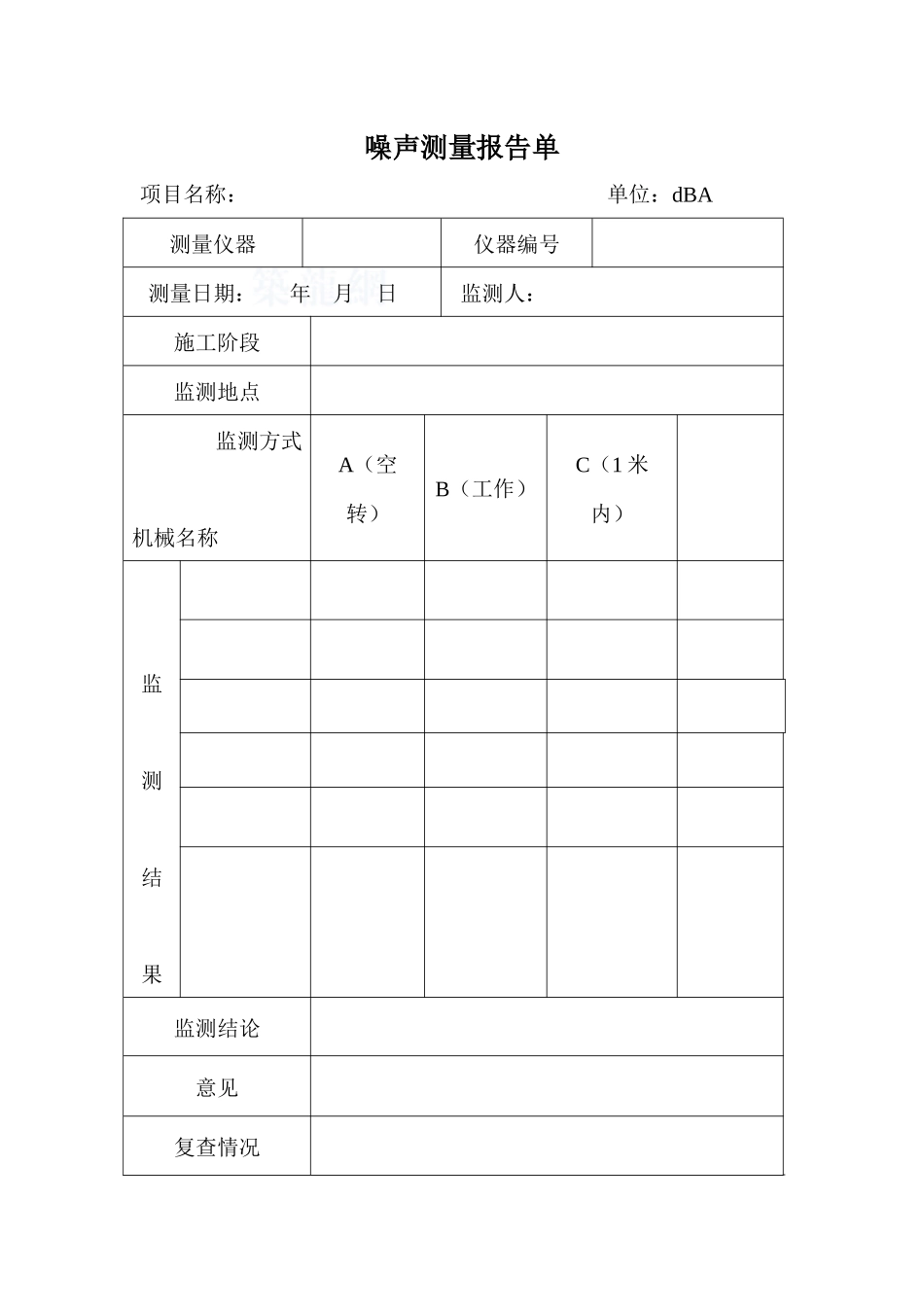 噪声测量报告单_第1页