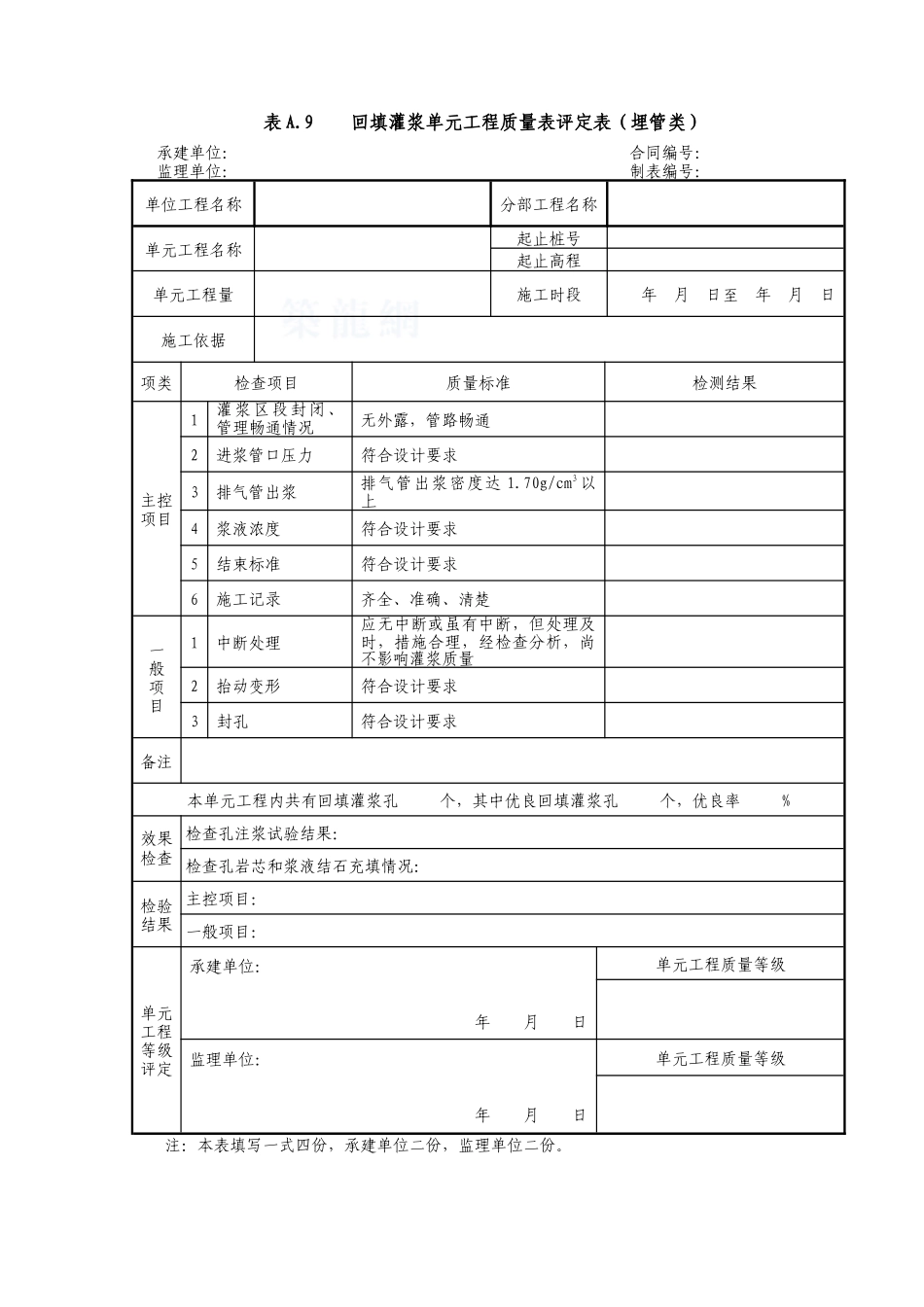 回填灌浆工程单元工程表格(埋管类)_第2页