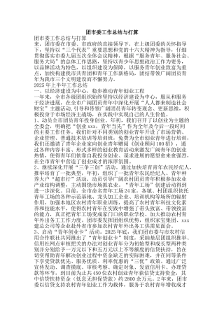 团市委工作总结与打算-精品范文资料