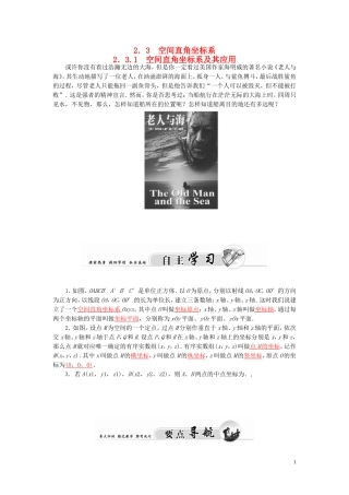 高中数学 2.3.1空间直角坐标系及其应用学案 苏教版必修2-苏教版高二必修2数学学案