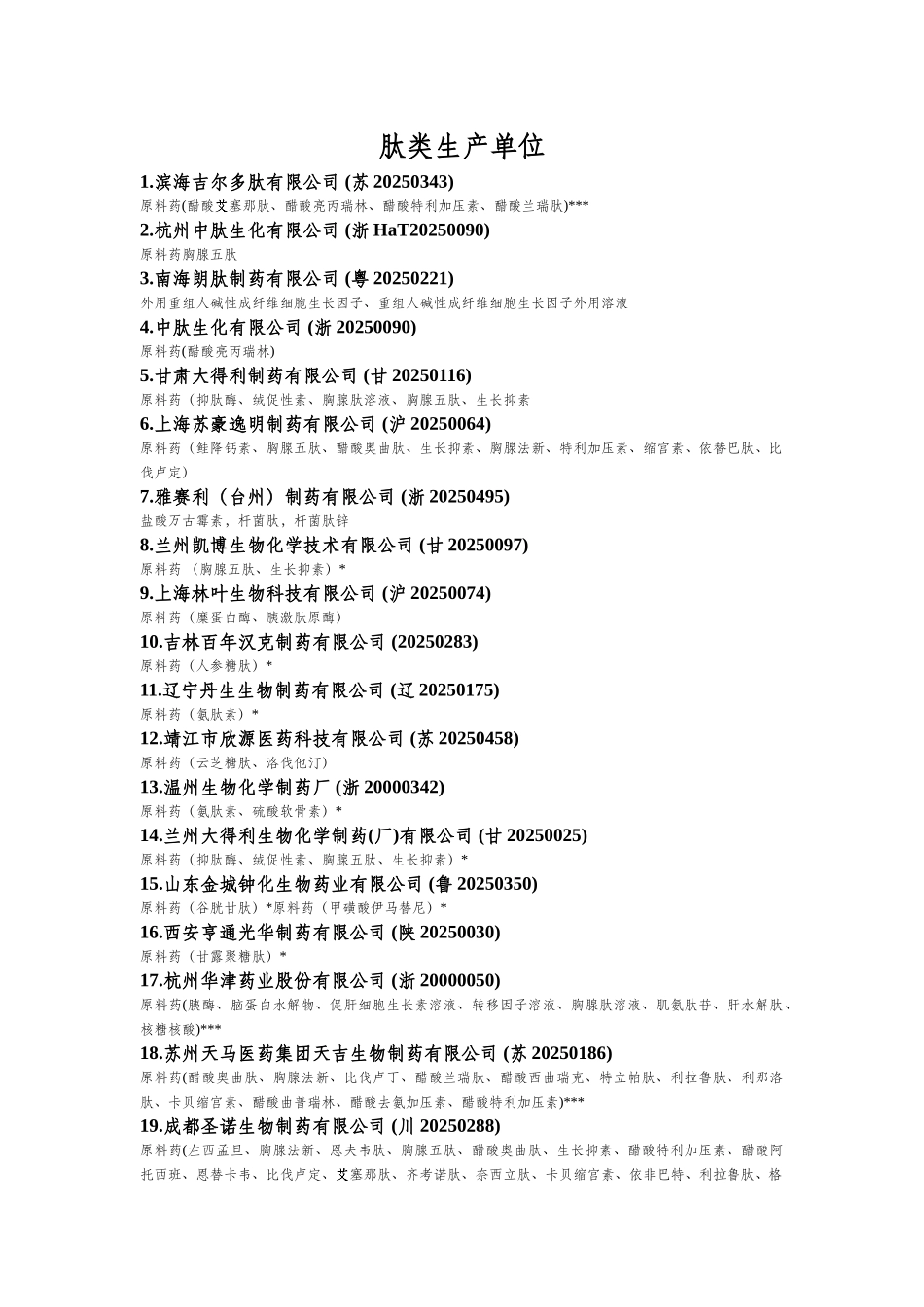 国内肽类药物生产企业汇总_第1页