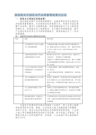 国务院关于园区和产业的重要政策大汇总