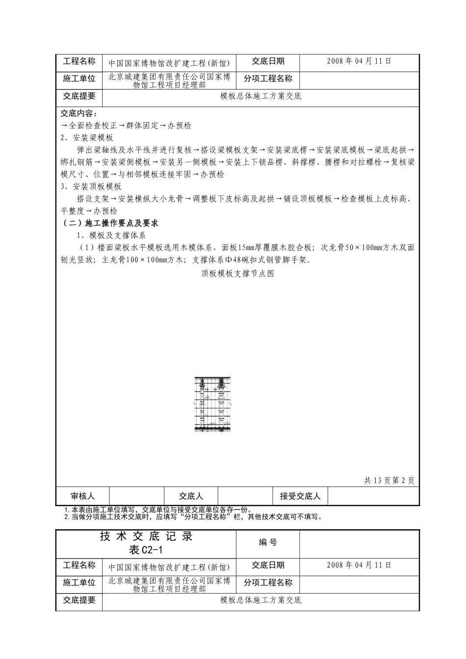 国博模板总体施工方案技术交底记录_第2页