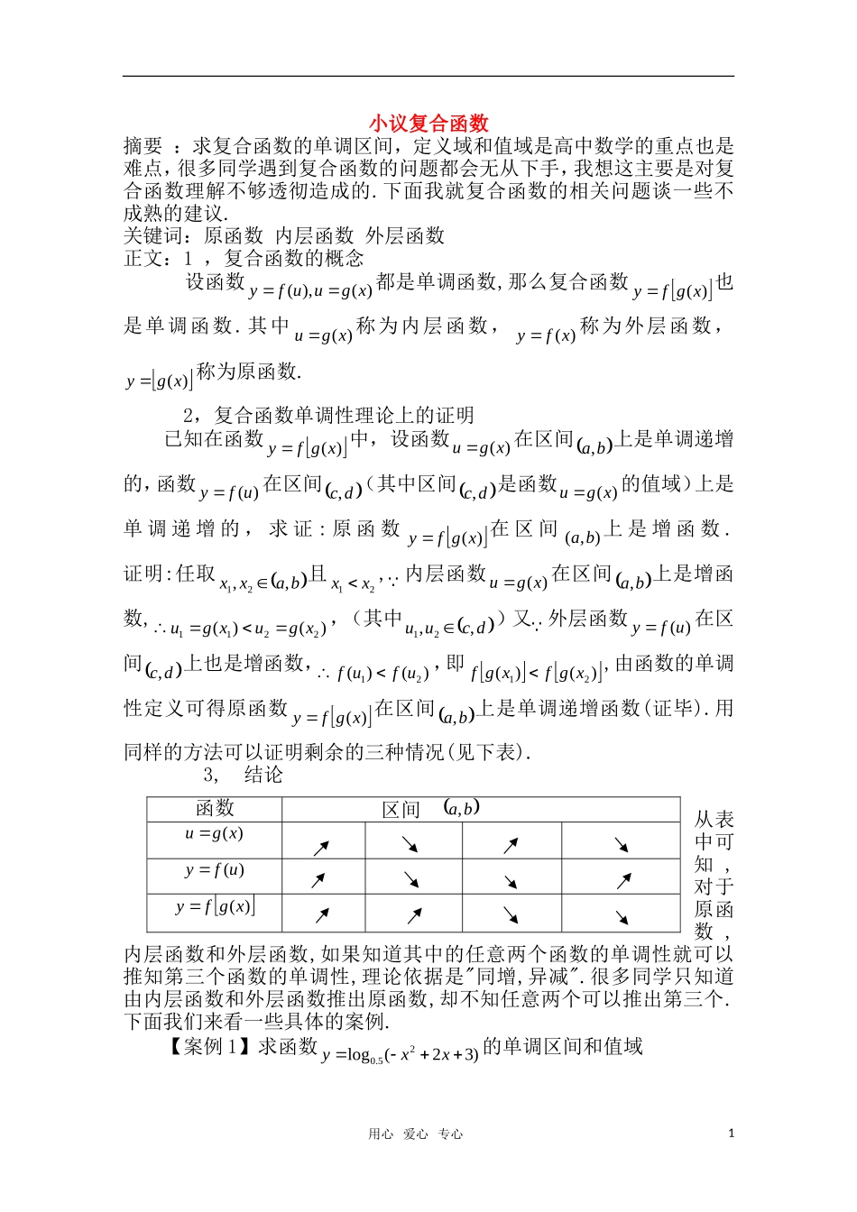 高中数学 2.6《小议复合函数》素材 苏教版必修1_第1页