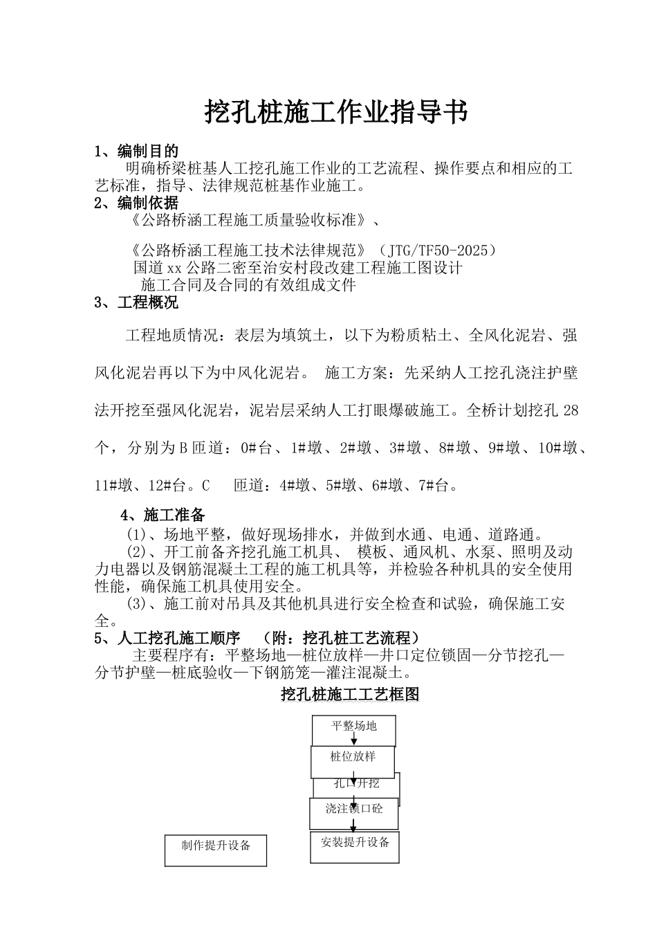 国道桥梁人工挖孔桩施工作业指导书_第1页