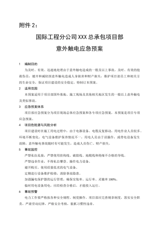国际分公司意外触电应急预案