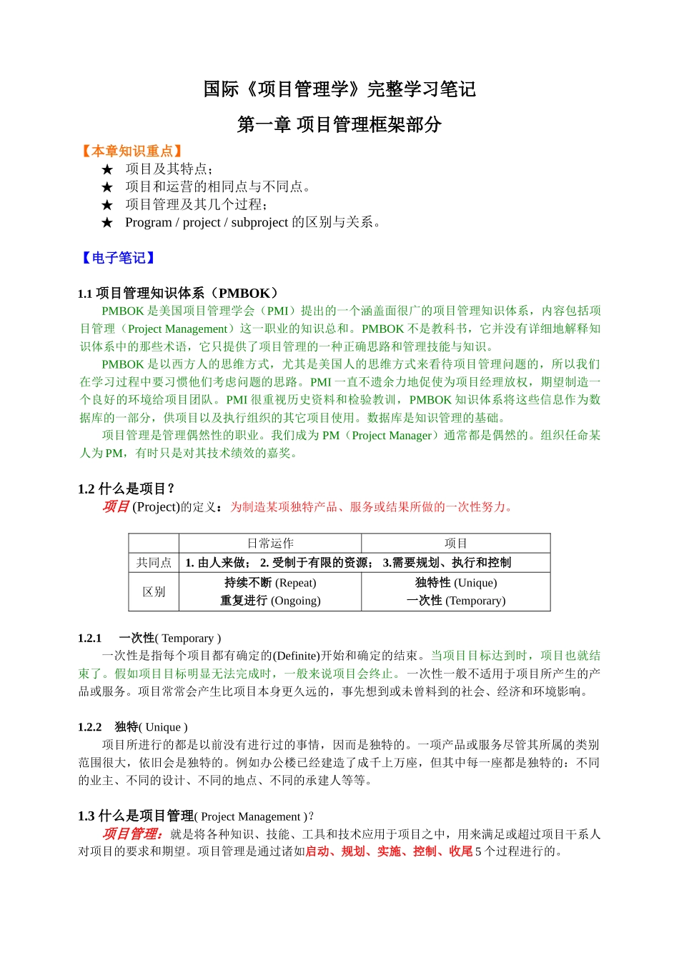 国际项目管理基础知识及技巧汇编讲义_第1页