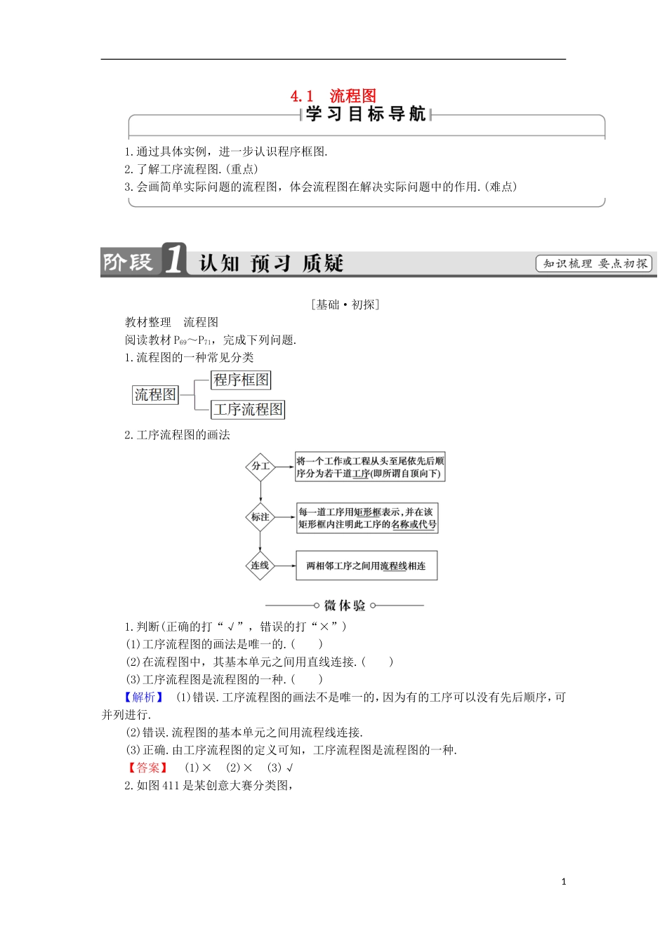 高中数学 4.1 流程图学案 新人教B版选修1-2-新人教B版高中选修1-2数学学案_第1页
