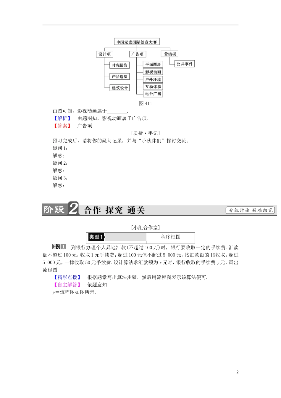 高中数学 4.1 流程图学案 新人教B版选修1-2-新人教B版高中选修1-2数学学案_第2页