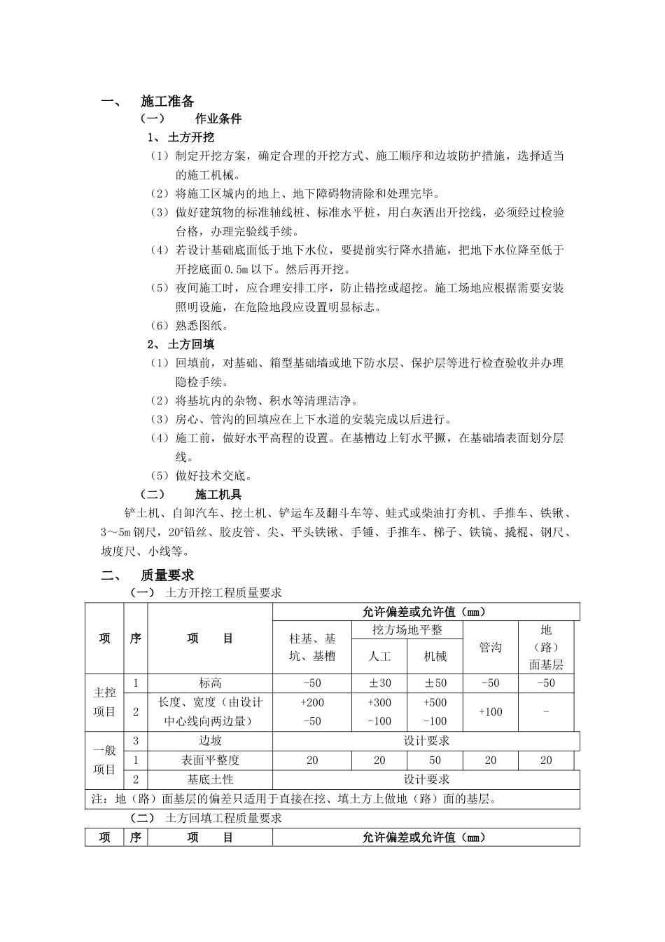 土方开挖和回填工程技术交底_第1页