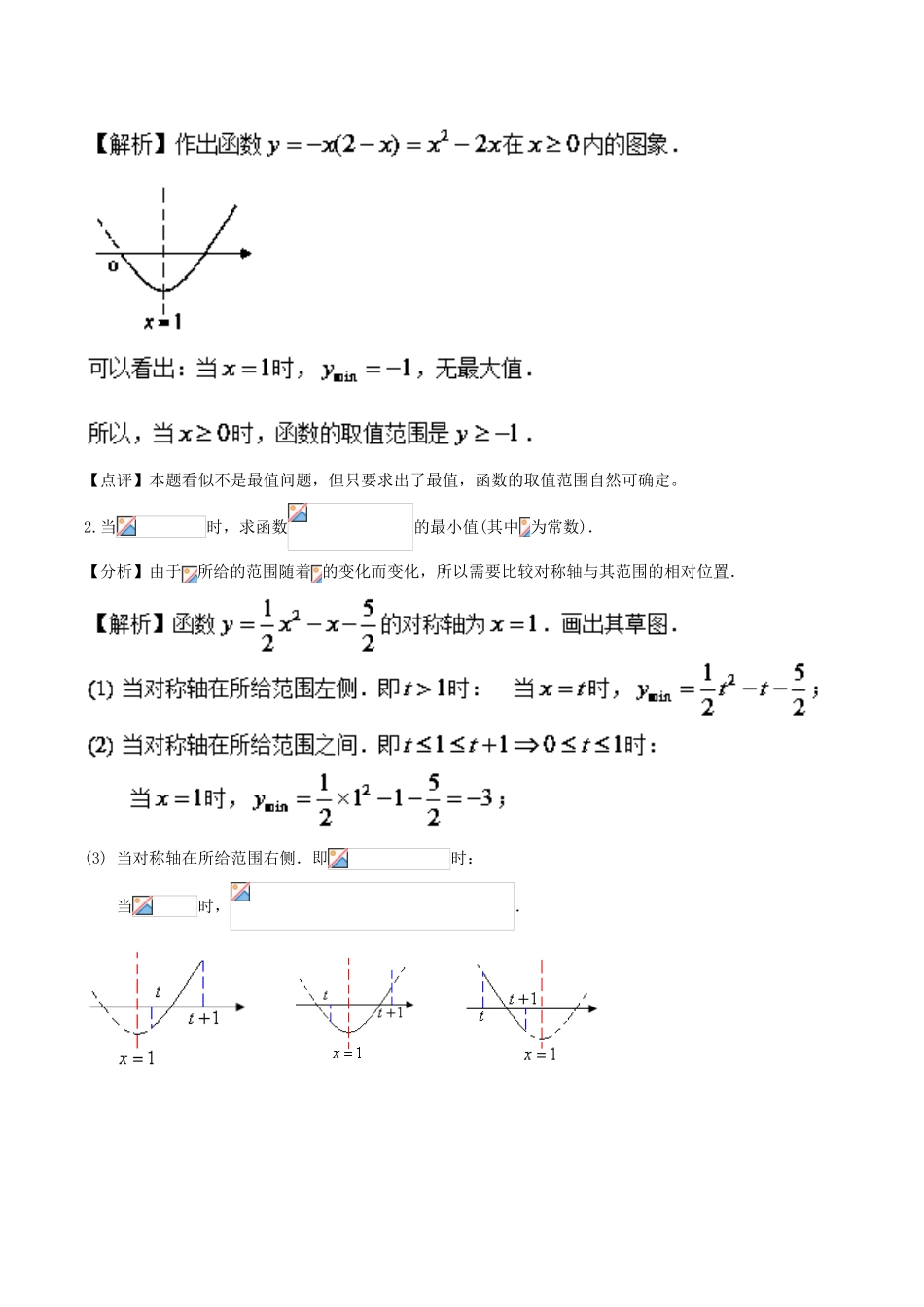 高中数学 初高中衔接读本 专题3.2 二次函数的最值问题精讲深剖学案-人教版高一全册数学学案_第3页