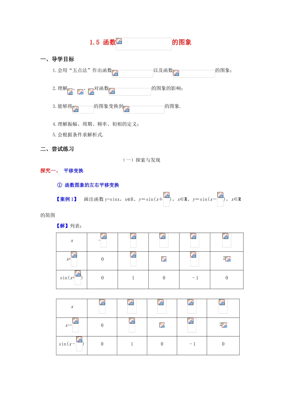 高中数学 函数y=Asin（ωx+φ）的图象精华学案 新人教A版_第1页