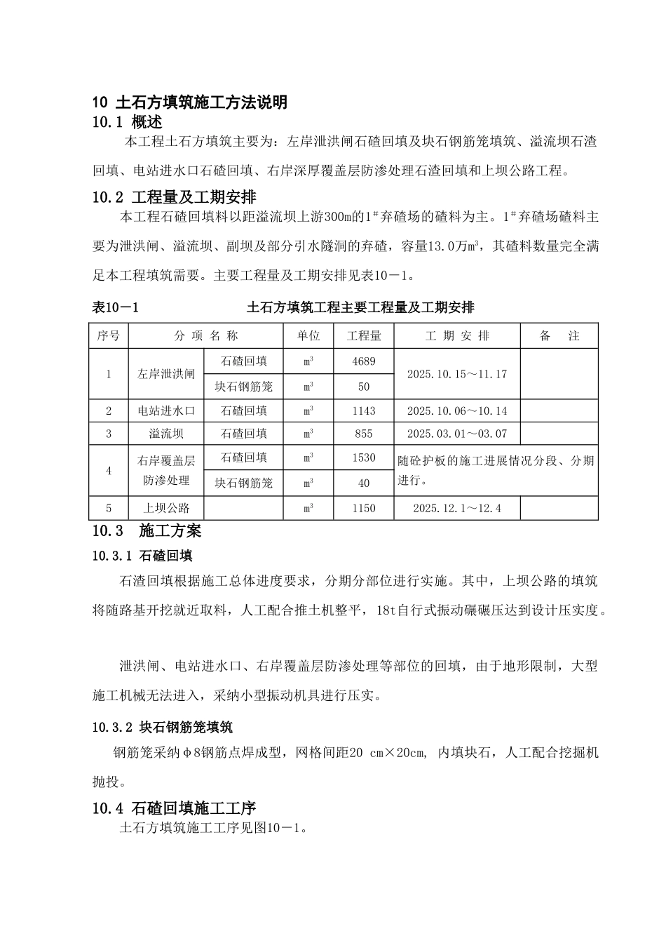 土石方填筑施工方法说明_第1页