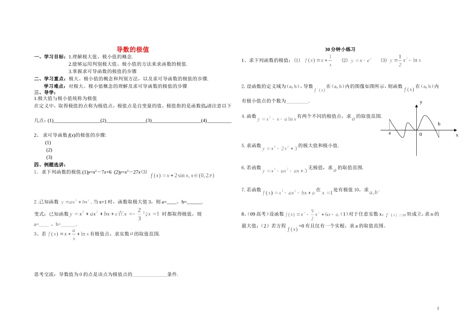 高中数学 导数学案 苏教版选修2_第1页