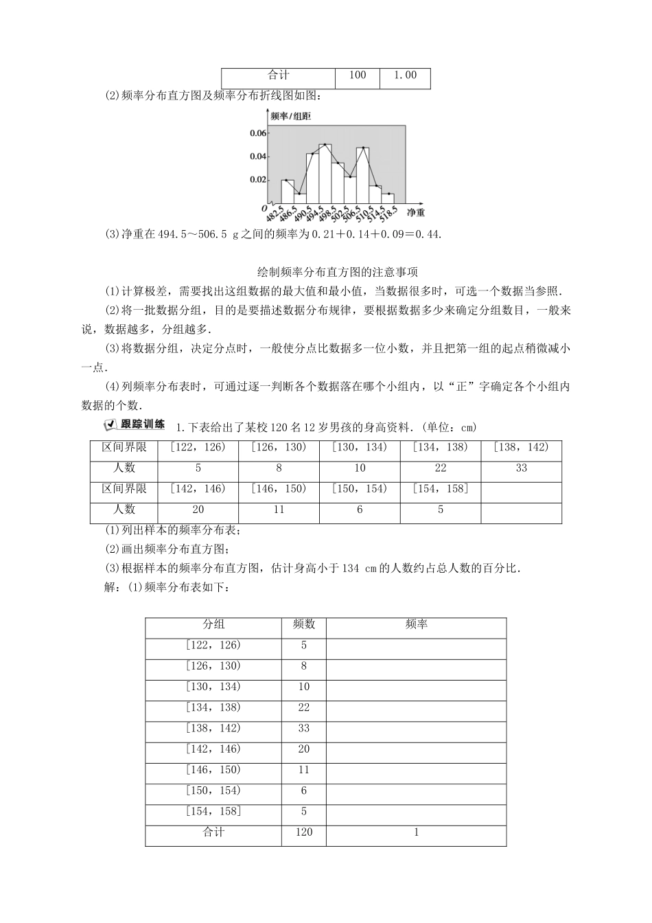 高中数学 第12章 统计学初步 12.3 用样本分布估计总体分布 12.3.1 频率分布表 12.3.2 频率分布直方图 12.3.3 频率折线图 12.3.4 数据茎叶图学案 湘教版必修5-湘教版高二必修5数学学案_第3页