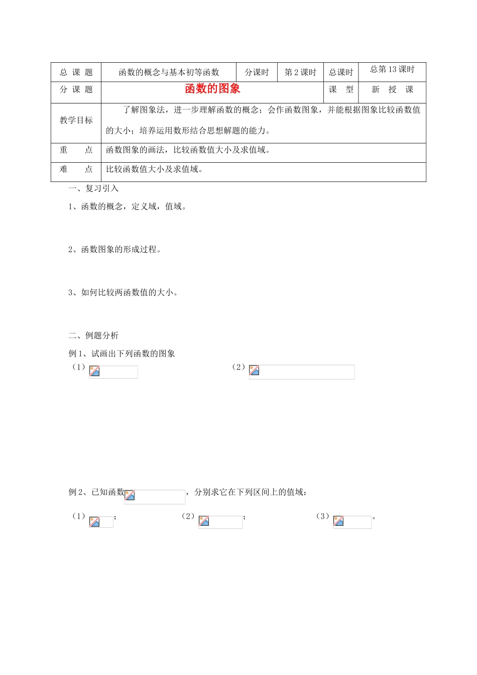 高中数学 第13课时 函数的图象教学案 新人教A版_第1页