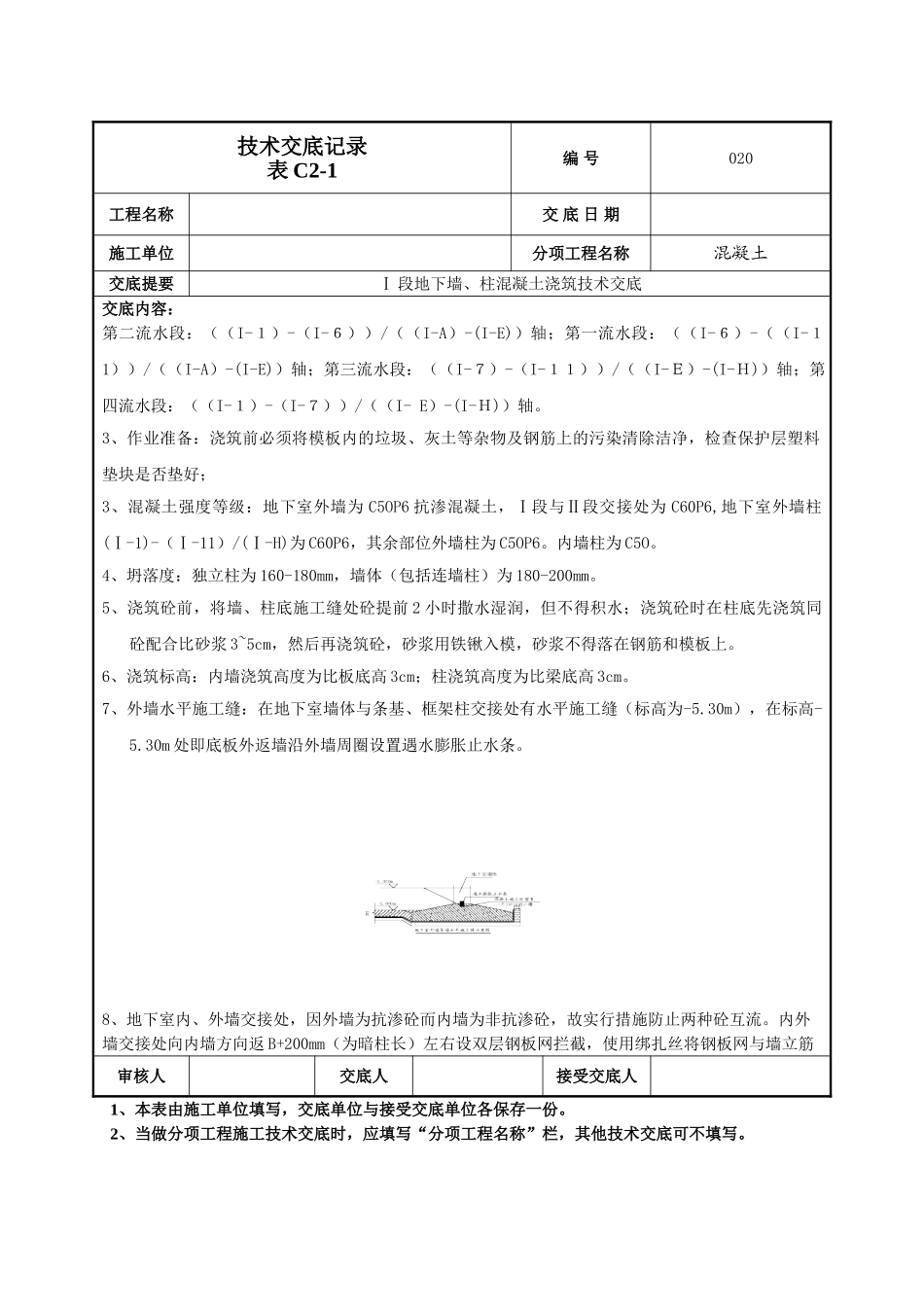 地下墙柱混凝土技术交底_第3页