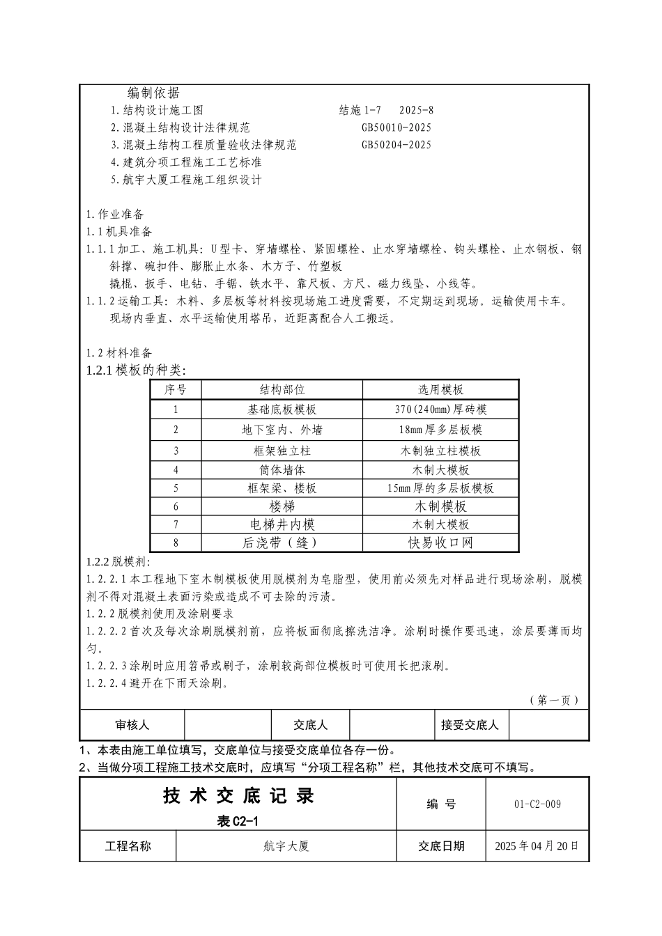 地下模板技术交底_第2页