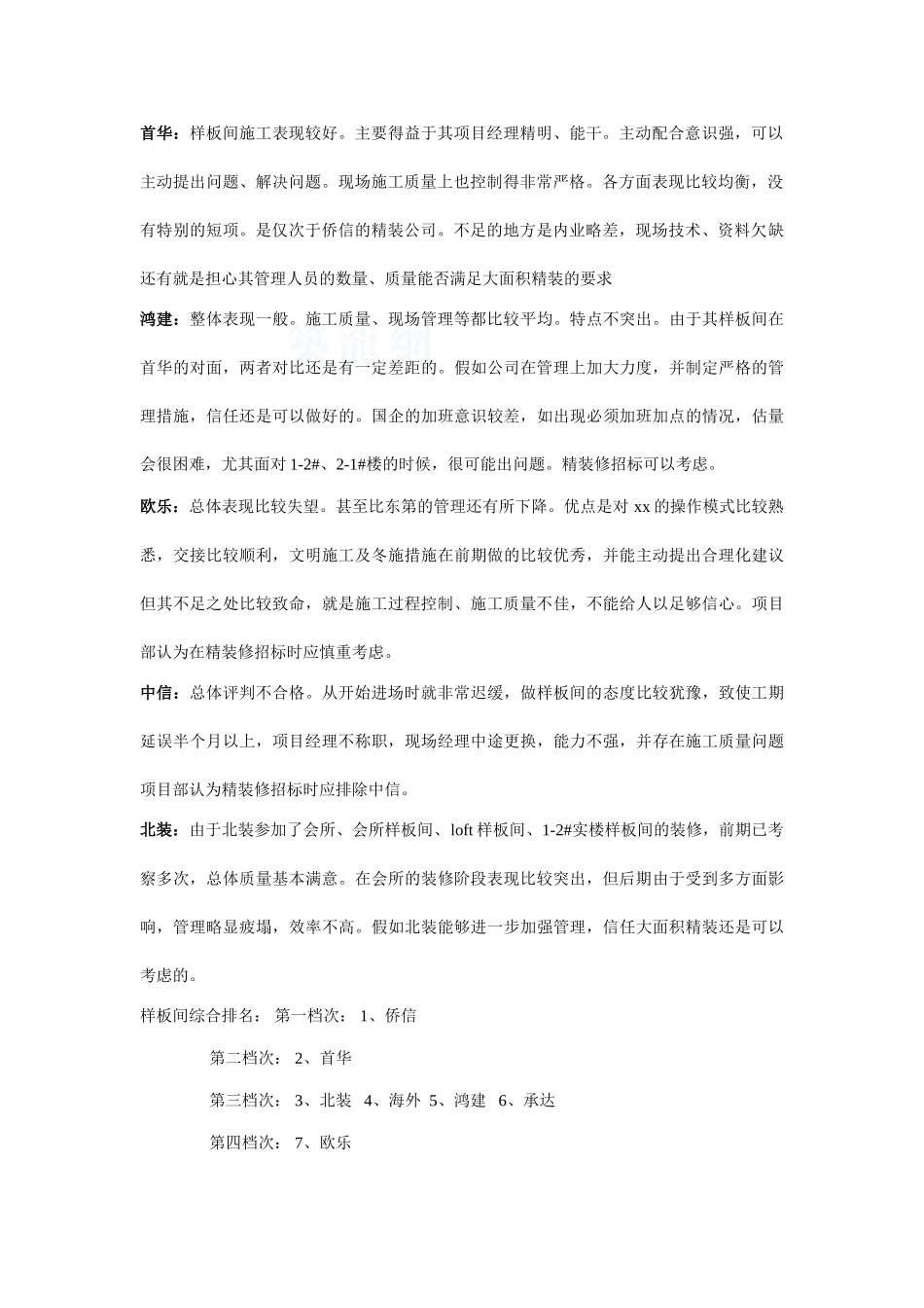 地产项目精装修样板间评标报告_第2页