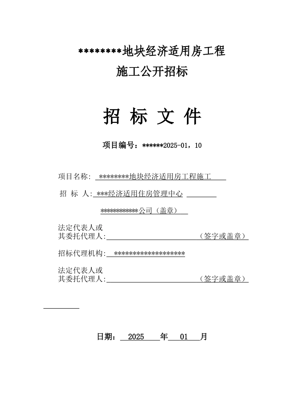 地块经济适用房工程施工招标文件_第1页
