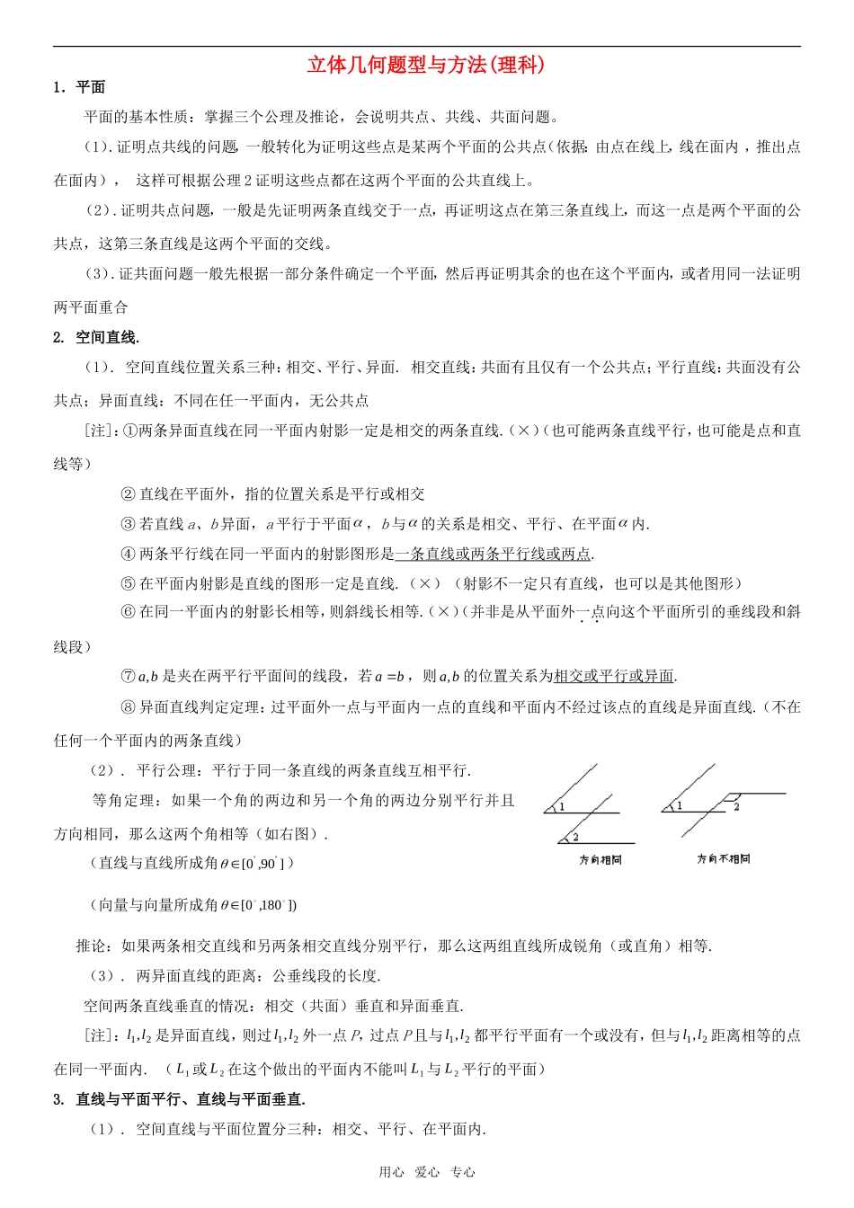 高中数学 立体几何题型与方法素材 理 新人教B版必修2_第1页