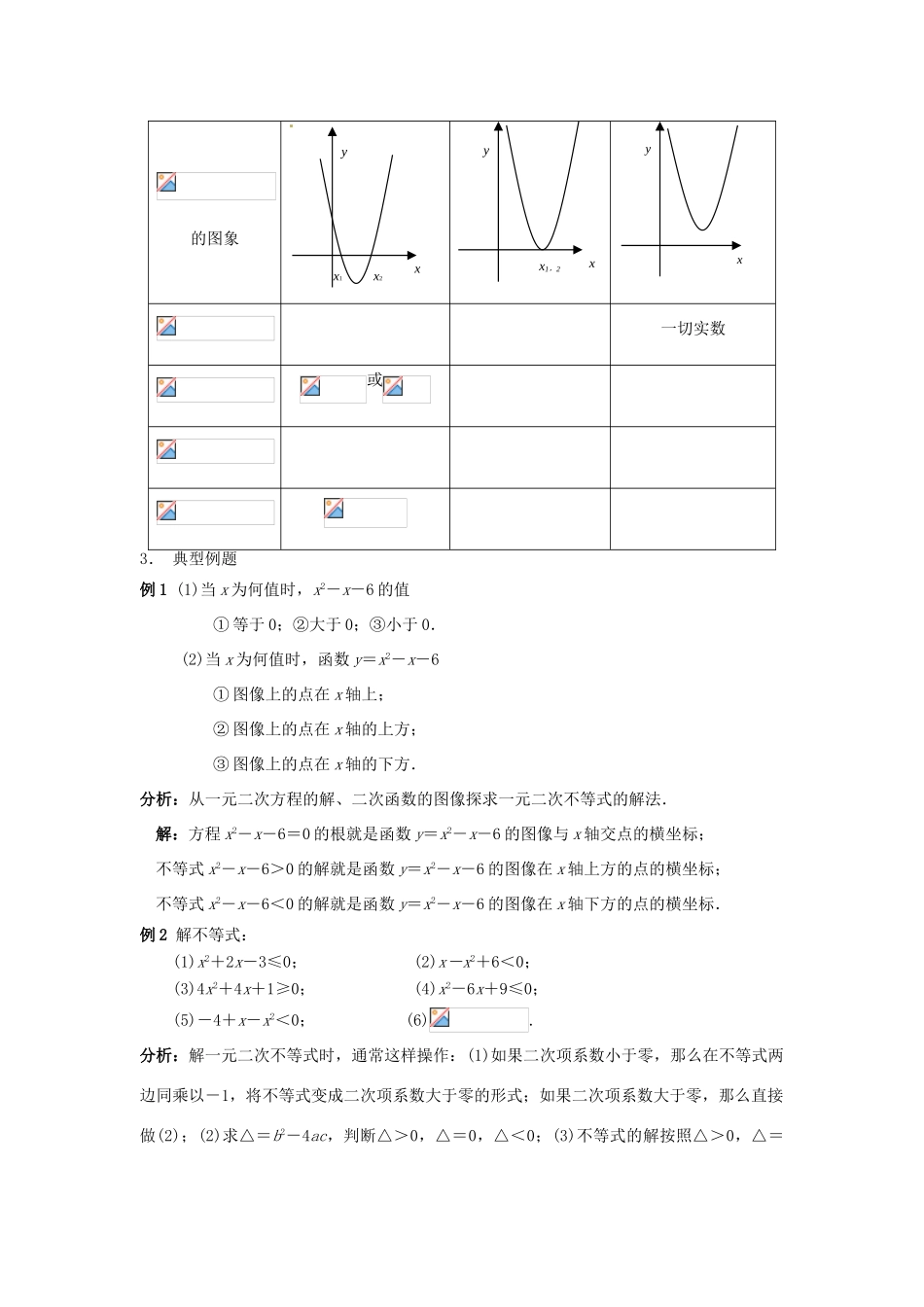 高中数学 一元二次不等式学案 苏教版必修1-苏教版高一必修1数学学案_第3页