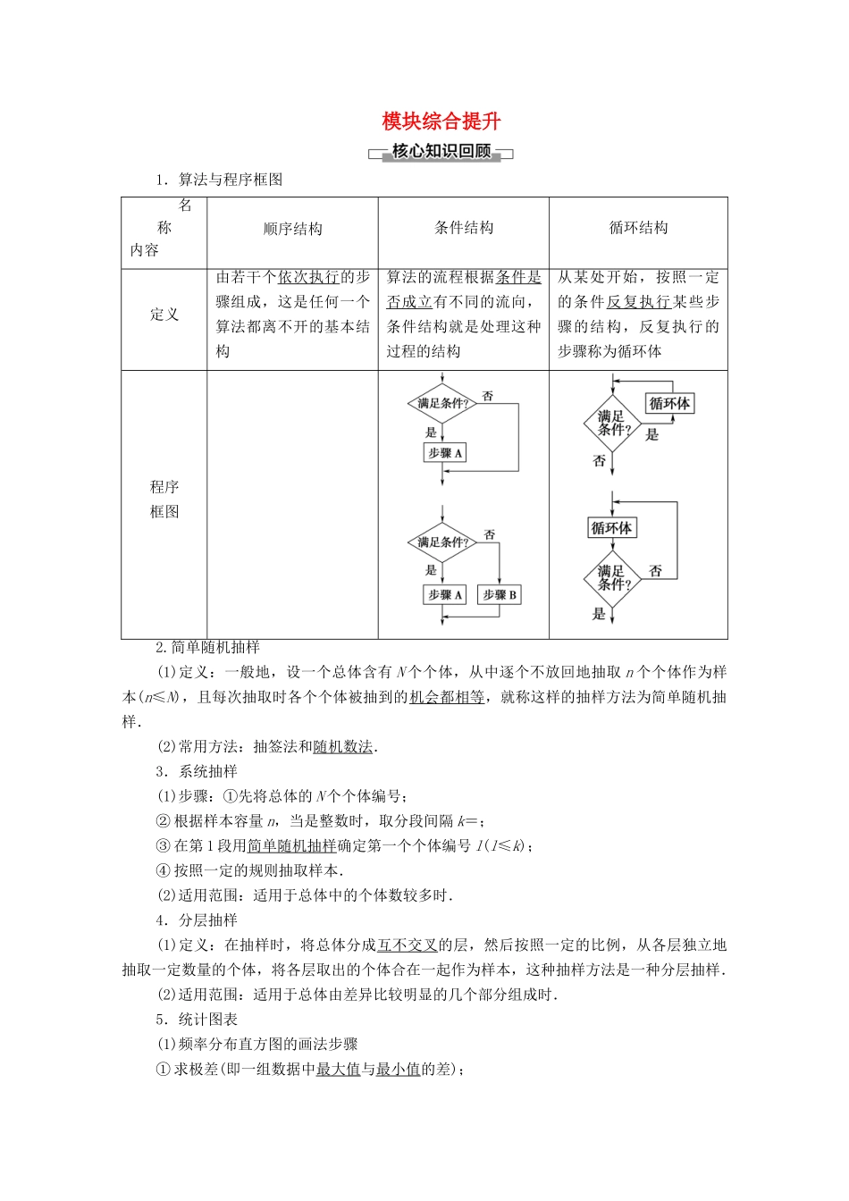 高中数学 模块综合提升学案 新人教A版必修3-新人教A版高一必修3数学学案_第1页