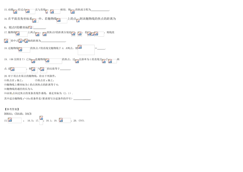 高中数学 抛物线定义、标准方程及简单的几何性质精品导学案 新人教A版选修2-1_第3页