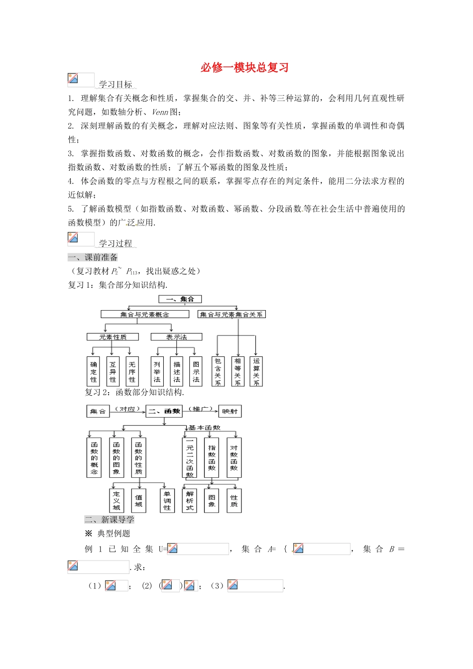 高中数学 模块总复习导学案 新人教A版必修1_第1页