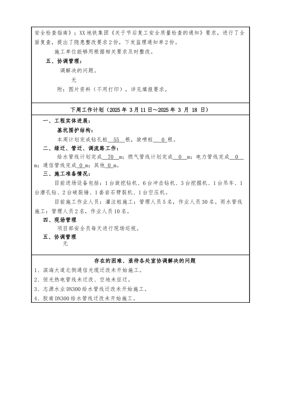 地铁工程监理周汇报表_第2页