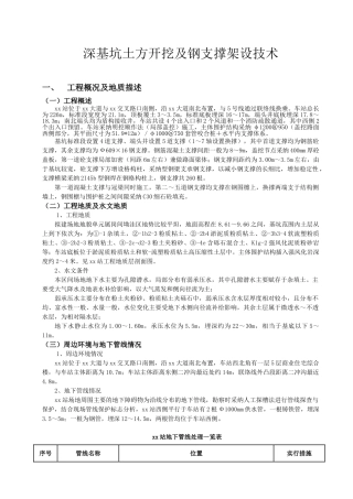 地铁深基坑土方开挖及钢支撑架设技术