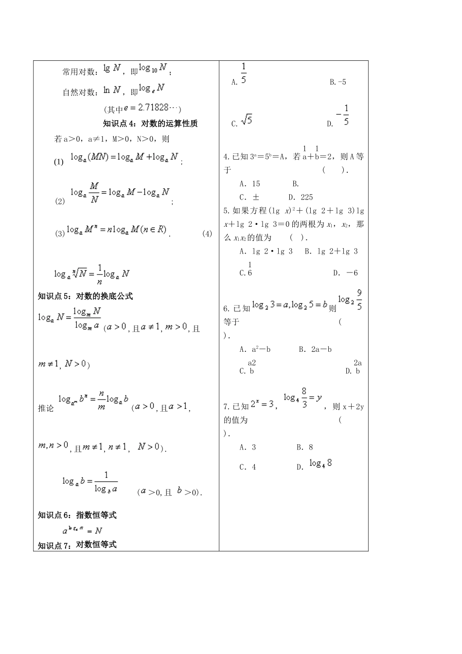 高中数学 专题2.2.1 对数与对数的运算视角透析学案 新人教A版必修1-新人教A版高一必修1数学学案_第2页