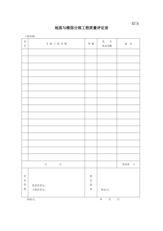 地面与楼面分部工程质量评定表
