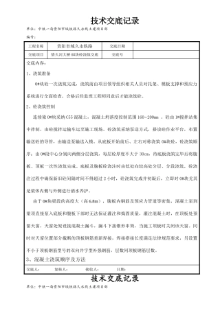 块砼浇筑技术交底