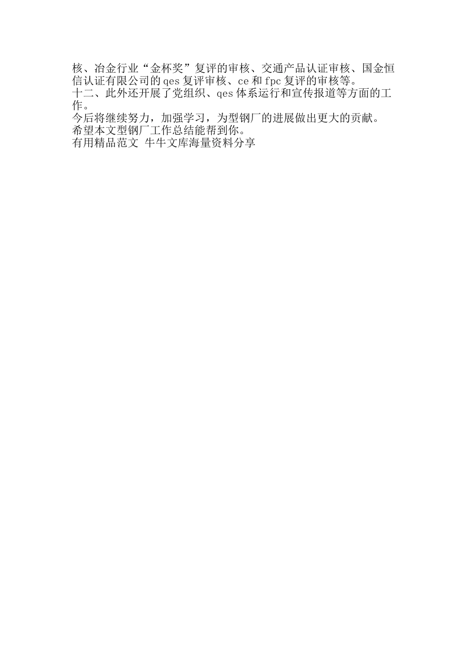 型钢厂工作总结-精品范文资料_第2页