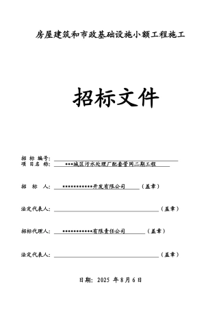 城区污水处理厂配套管网招标文件