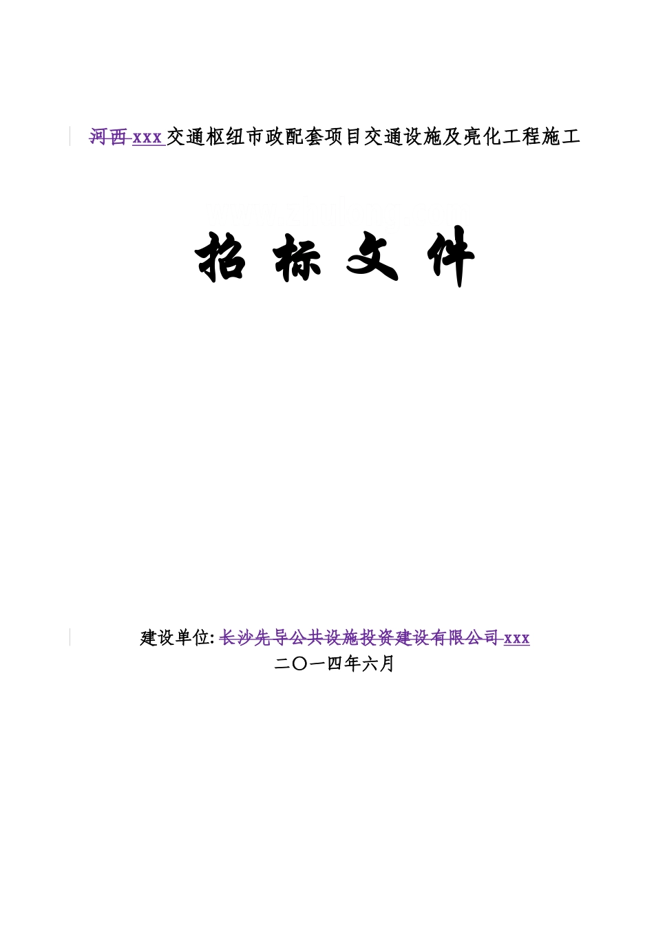 城区交通枢纽市政配套项目交通设施及亮化工程招标文件116页_第1页