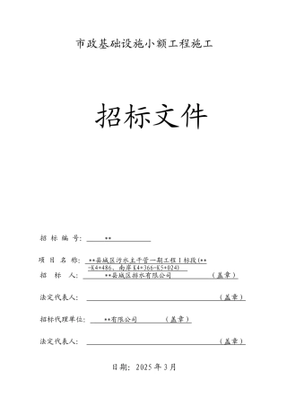 城区污水主干管一期工程招标文件