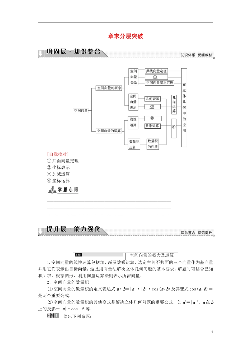 高中数学 章末分层突破3学案 新人教B版选修2-1-新人教B版高中选修2-1数学学案_第1页