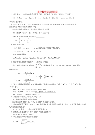 高中数学 知识点总结素材