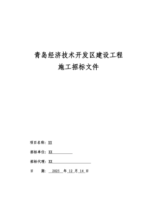 城市支路道路及管网工程施工招标文件