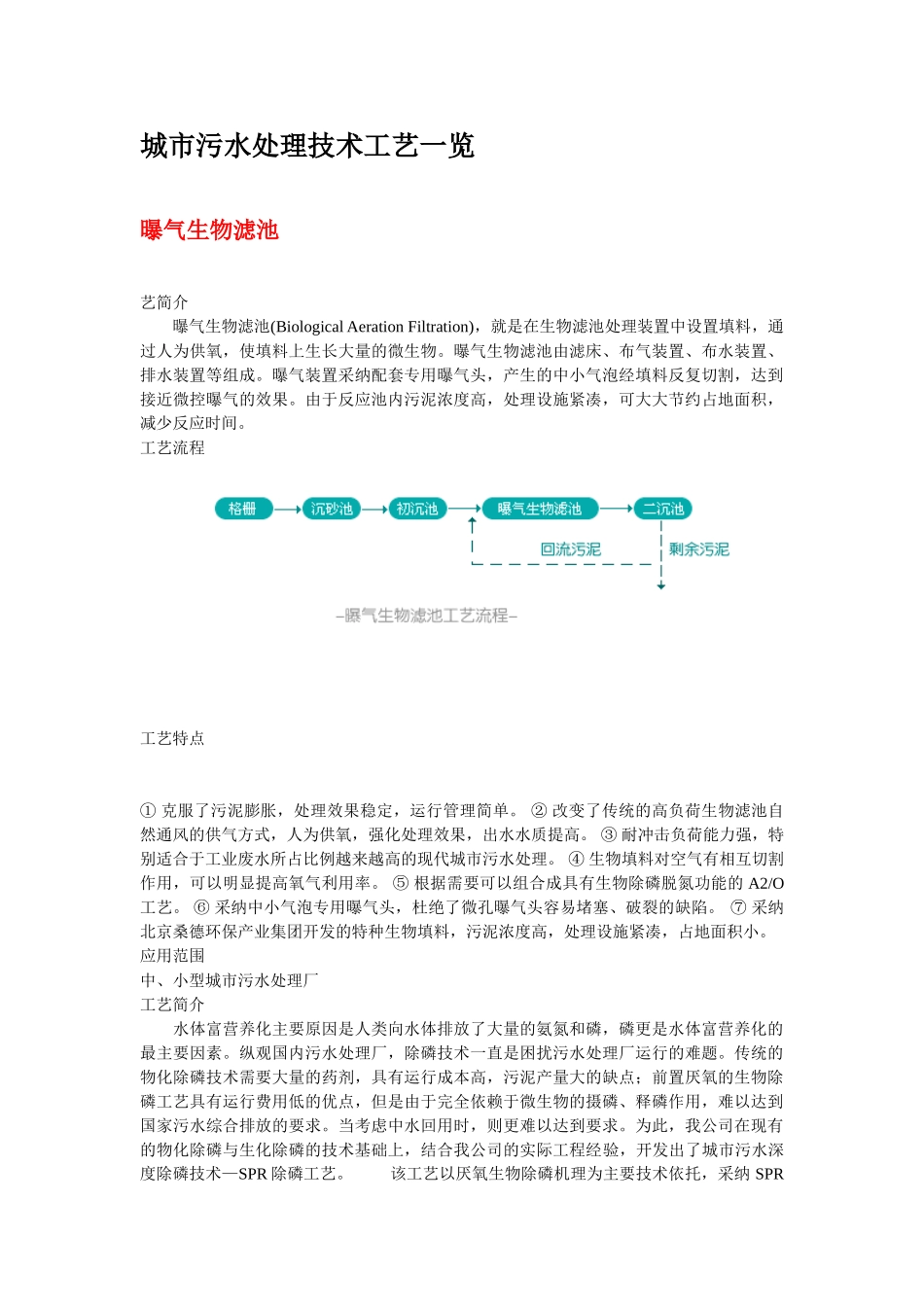 城市污水处理技术工艺一览p_第1页
