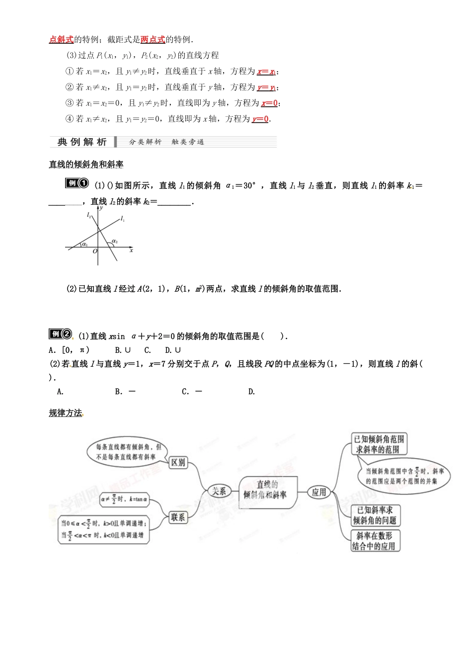 高中数学 直线与方程复习资料 新人教A版必修5-新人教A版高二必修5数学素材_第2页