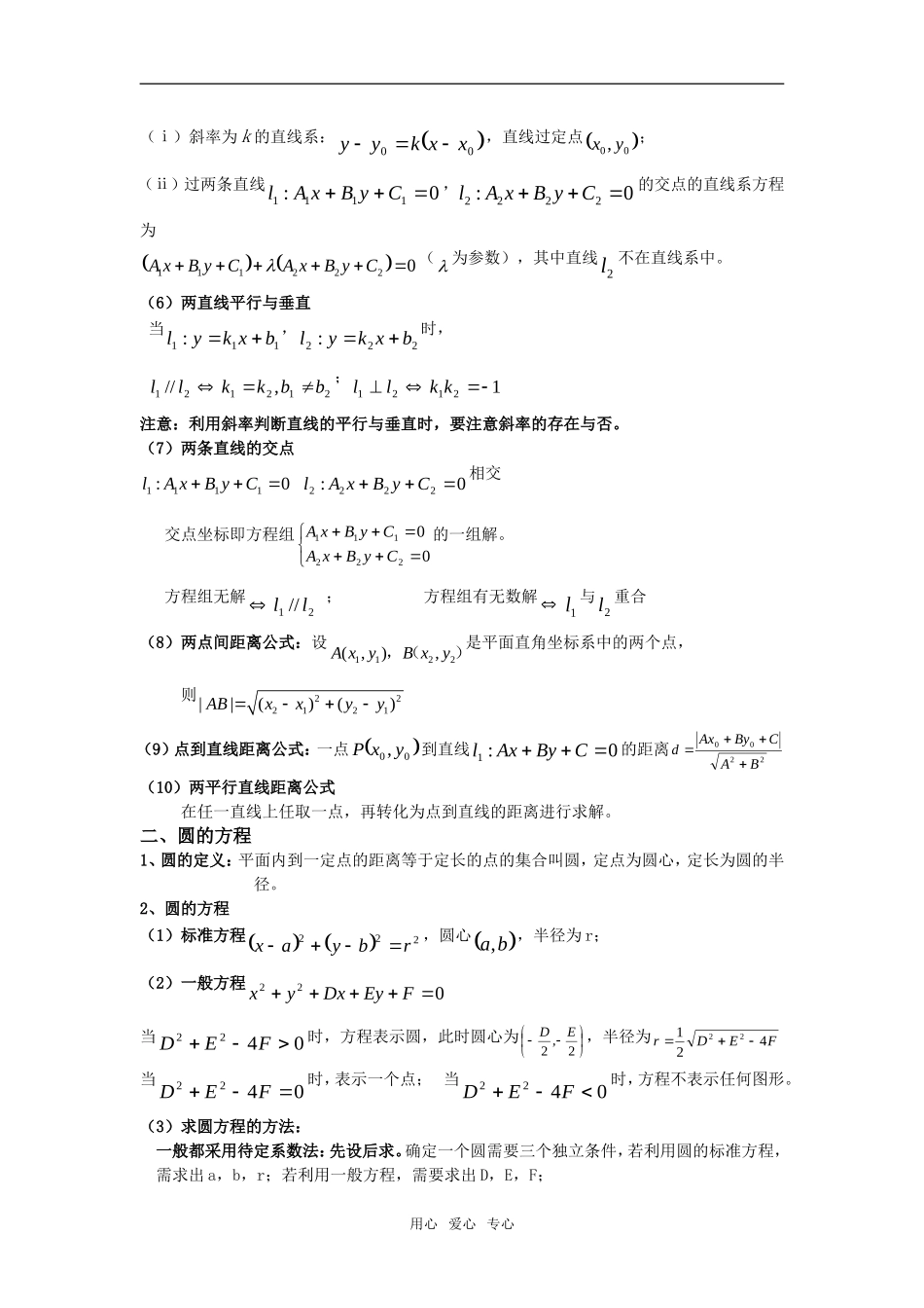 高中数学 直线与方程知识点网络素材 新人教版必修2_第2页